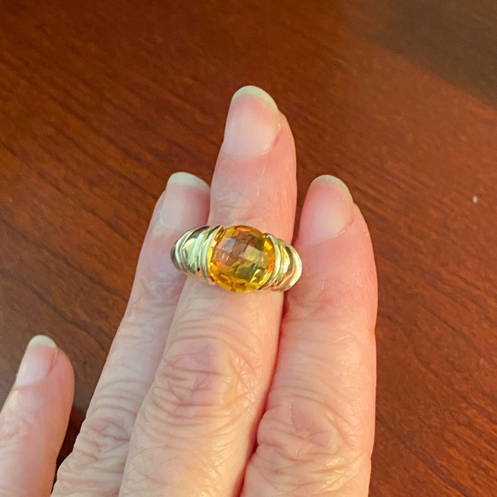 David Yurman Gold and Silver Citrine Ring